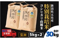 【令和7年産新米】 〈隔月3回定期便〉 特別栽培米コシヒカリ 「南郷米」 玄米10kg（5kg×2袋） 新潟県 五泉市 有限会社ファームみなみの郷