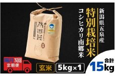 【令和7年産新米】 〈隔月3回定期便〉 特別栽培米コシヒカリ 「南郷米」 玄米5kg（5kg×1袋） 新潟県 五泉市 有限会社ファームみなみの郷