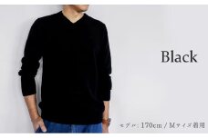 カシミヤ100％ Vネックセーター（メンズ） ブラック・L 新潟県 五泉市 高橋ニット株式会社