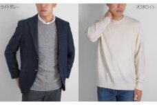  カシミヤ100％ クルーネックセーター （メンズ） ライトグレー・LL 新潟県 五泉市 高橋ニット株式会社