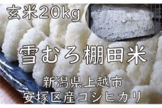 米 雪むろ 棚田米 コシヒカリ 20kg 玄米 こしひかり お米 こめ おすすめ ふるさと納税 ユキノハコ 新潟 新潟県産 にいがた 上越 上越産