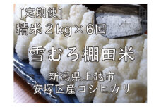 定期便 6ヶ月 雪むろ 棚田米 コシヒカリ 2kg 精白米 [定期便]毎月発送(計6回) こしひかり 米 お米 こめ おすすめ ユキノハコ 新潟 新潟県産 にいがた 上越 上越産
