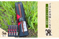 【贈答用】ごはんが美味しくなる箸(R)一膳 5セット 箱入 箸 お箸 はし 鉄刀木 オリーブオイル塗装 手作り プレゼント 贈り物 新潟県 上越