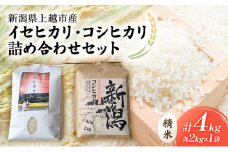 【先行予約　10月中旬より順次出荷】令和7年度産　新潟県上越市産　奇跡の米・イセヒカリ（2kg）と特別栽培米コシヒカリ（2kg）食べ比べセット 米 お米 こしひかり いせひかり ご飯 精米 食べ比べ セット 新潟 上越