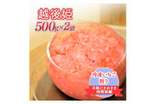 削りいちこ゛越後姫500g×2袋 冷凍 イチゴ 苺 果物 フルーツ 新潟