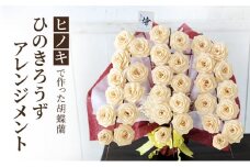 【ヒノキで作った胡蝶蘭】ひのきろうず アレンジメント （胡蝶蘭風アレンジメント）ヒノキ ローズ ギフト