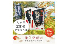 【先行予約｜10月上旬より順次出荷】定期便6ヶ月連続発送（10kg×6回分）10kg 米 新潟県産 コシヒカリ  精白米 謙信秘蔵米  お米  こめ コメ おこめ おすすめ こしひかり 新潟 にいがた 新潟米 上越 上越産 上越米 ふるさと納税 定期便 上杉謙信 人気