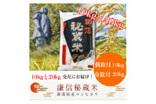 【先行予約｜10月上旬より順次出荷】定期便 12回 月替わり発送(偶数月10kg奇数月20kg)(全12回) 10kg 20kg 米 新潟県産 コシヒカリ  精白米 謙信秘蔵米  お米  こめ コメ おこめ おすすめ こしひかり 新潟 にいがた 新潟米 上越 上越産 上越米 ふるさと納税 定期便 上杉謙信 人気