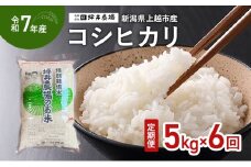【定期便 | 6回配送 | 10月上旬より順次出荷】令和7年産 新潟県 上越市産 コシヒカリ 5kg×6回 精米