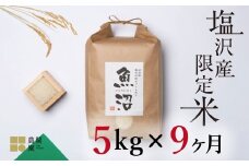 【定期便令和7年産新米予約】南魚沼コシヒカリ５kg×全9回　旧塩沢地区限定米【2025年9月中旬より順次発送予定】