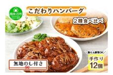 無地熨斗 こだわり 手作り 自家製 煮込み ハンバーグ 170g×6個 ＆ ひじき豆腐ハンバーグ160g×6個 食べ比べ 新潟県 南魚沼市 計12個 約12人前