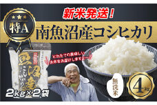 【新米発送】「無洗米」 令和7年産 新潟県 南魚沼産 コシヒカリ お米 2kg×2袋 計 4kg 精米済み（お米の美味しい炊き方ガイド付き） お米 こめ 白米 新米 こしひかり 食品 人気 おすすめ 送料無料 魚沼 南魚沼 南魚沼市 新潟県産 新潟県 精米 産直 産地直送 お取り寄せ【2025年10月上旬より順次発送予定】