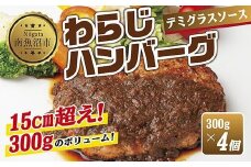 わらじハンバーグ 300g×4 こだわり 手作り 自家製 ハンバーグ デミグラス ソース 大きい 温めるだけ なぐも 冷凍 惣菜 簡単 調理 肉 おかず 新潟県 南魚沼市