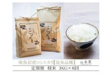 【予約Ｒ7年産　新米予約】【定期便】南魚沼産コシヒカリ精米３kg×６回 山本家【従来品種】【2025年10月下旬より順次発送予定】