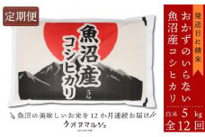 【令和7年産新米予約】【お米定期便/全１２回】 おかずのいらない 魚沼産コシヒカリ　白米５ｋｇ【2025年10月上旬より順次発送予定】