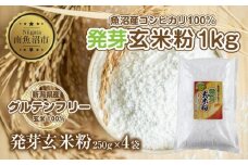 魚沼産 コシヒカリ 発芽玄米粉 250g×4袋 計1kg  玄米  グルテンフリー 小麦不使用 アレルギー GABA お取り寄せ 菓子 パン ケーキ ギフト 送料無料 コパフーズ 新潟県 南魚沼市