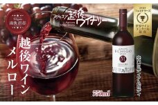 越後ワイン メルロー 赤 750ml アグリコア  越後ワイナリー  南魚沼市産メルロー使用 辛口 ミディアムボディ アルコール度数 12% 国産ワイン 魚沼ワイン わいん 送料無料 新潟県 南魚沼市