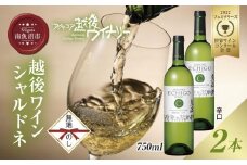 無地熨斗 越後ワイン 白 750ml 2本セット アグリコア  越後ワイナリー  南魚沼市産シャルドネ使用 辛口 ミディアムボディ 度数12% 国産ワイン 魚沼ワイン わいん 送料無料 新潟県 南魚沼市