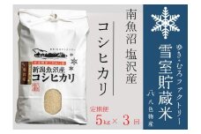【令和７年産新米予約】【定期便5kg×3回】雪室貯蔵米 南魚沼塩沢産コシヒカリ　【2025年10月下旬より順次発送予定】