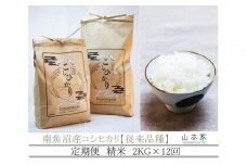 【令和7年産新米予約】【定期便】南魚沼産コシヒカリ精米2kg×12回 山本家【従来品種】【2025年10月下旬より順次発送予定】