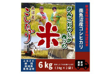 【特別栽培米】【令和6年産】　がんこおやじが作った南魚沼産コシヒカリ 白米６kg（３kg×２袋）