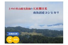 【令和7年産新米予約】【定期便】とやの里山越光農園「天水棚田米」南魚沼塩沢産コシヒカリ　精米10kg(5kgx2)x全6回【2025年12月下旬より順次発送予定】