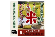 【令和７年産新米予約】３か月定期便　がんこおやじが作った南魚沼産コシヒカリ白米６kg（３kg×２袋）【2025年10月20日頃より順次発送予定】