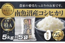 【令和7年産】 ｜無洗米｜新潟県 南 魚沼産 コシヒカリ お米 5kg ×5袋 計25kg（お米の美味しい炊き方ガイド付き）【2025年10月中旬より順次発送予定】