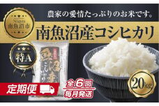 【定期便】 新潟県 南魚沼産 コシヒカリ お米 20kg×計6回 精米済み 半年間 毎月発送 こしひかり（お米の美味しい炊き方ガイド付き）【2025年10月中旬より順次発送予定】