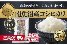 【定期便】 新潟県 南魚沼産 コシヒカリ お米 25kg×計6回 精米済み 半年間 毎月発送 こしひかり（お米の美味しい炊き方ガイド付き）【2025年10月中旬より順次発送予定】