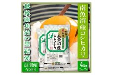 【令和7年産】【定期便 精米４Kg×全3回】越後南魚沼の里 結愛 南魚沼産コシヒカリ【2025年10月上旬より順次発送予定】