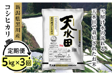 27-53B【3ヶ月連続お届け】新潟県黒川産コシヒカリ5kg【天水田】