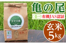 亀の尾 5kg 玄米 有機JAS認証 Oryza Jozucana Satonaya【正すの実】