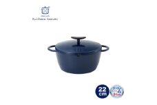 栗原はるみ うまみ鍋 22cm(ネイビー) ガス・IH対応 炊飯も可 焦げ付きにくい 新潟県 弥彦村_＜ガス・IH・オーブン対応＞ 炊飯も可 洗いやすい なべ 炊飯鍋 両手鍋 取っ手部分まで一体型 フッ素樹脂加工 食材のうまみを引き出す 旨味 キッチン用品 調理器具 おしゃれ シンプル【1122162】