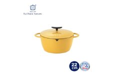 栗原はるみ うまみ鍋 22cm(マスタード) 炊飯も可能 焦げ付きにくい アルミ素材 新潟県 弥彦村_＜ガス・IH・オーブン対応＞炊飯も可能 洗いやすい 両手鍋 炊飯鍋 取っ手部分まで一体型 フッ素樹脂加工 キッチン用品 調理器具 おしゃれ かわいい シンプル 黄色 イエロー【1128739】