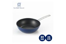 栗原はるみ＜IH対応＞深型フライパン 28cm(ネイビー) ワイヤーハンドル 新潟県 弥彦村_ディープパン フライパン キッチン用品 調理器具  一人暮らし 新生活【1356667】