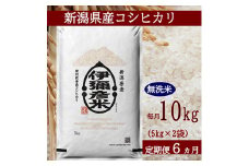 2023年1月発送開始『定期便』＜令和4年産＞特別栽培米コシヒカリ「伊彌彦米」無洗米10kg全6回【5080346】