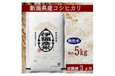 2023年2月発送開始『定期便』＜令和4年産＞特別栽培米コシヒカリ「伊彌彦米」無洗米5kg全3回【5080357】