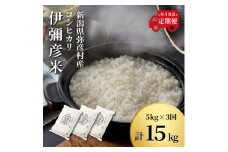 ＜毎月定期便＞特別栽培米コシヒカリ「伊彌彦米」新潟県 弥彦村産 白米 5kg全3回_新潟県産 白米 精米 お米 こしひかり こめ コメ 5キロ 弥彦村産【4002771】