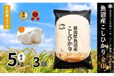 【3ヶ月定期便】令和7年産新米 魚沼産コシヒカリ「金印」高食味米 5kg×全3回