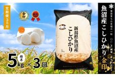 【3ヶ月定期便】令和7年産新米 魚沼産コシヒカリ「金印」高食味米 5kg×全3回