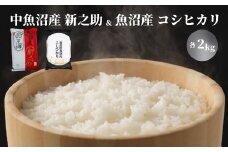 【 食べ比べセット 2種 各2kg 】 ( 中魚沼産 新之助 ・ 魚沼産コシヒカリ 金印 ) 令和7年産 新米 | お米 おこめ こめ コメ 白米 精米 ご飯 ギフト プレゼント 新潟県 津南町