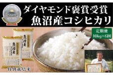 【令和7年産新米】【 6ヵ月定期便 】最高級魚沼産こしひかり【ダイヤモンド褒賞受賞 特別栽培米】 10kg（5kg×2）×全6回