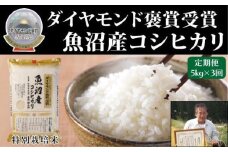 【令和7年産新米】【3ヶ月定期便】最高級魚沼産こしひかり【ダイヤモンド褒賞受賞 特別栽培米】 5kg（5kg×1）×全3回