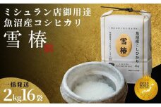 【2025年産新米】【一括発送】最高級魚沼産コシヒカリ「雪椿」32kg (2kg×16袋)  特別栽培米 
