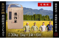 【2025年産新米】【6ヶ月定期便】合計30kg 5kg×6回 特栽魚沼産コシヒカリ