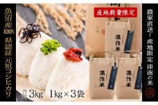 【2025年産新米】【県認証】 元祖魚沼産従来コシヒカリ 3kg(1kg×3袋)