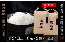 【2025年産新米】【12ヶ月定期便】合計240kg 20kg×12回 元祖魚沼産コシヒカリ