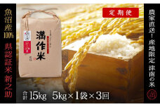 【2025年産新米】【3ヶ月定期便】合計15kg（5kg×3回） 県認証 魚沼産新之助