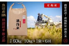 【2025年産新米】【6ヶ月定期便】合計60kg（10kg×6回） 県認証 魚沼産新之助